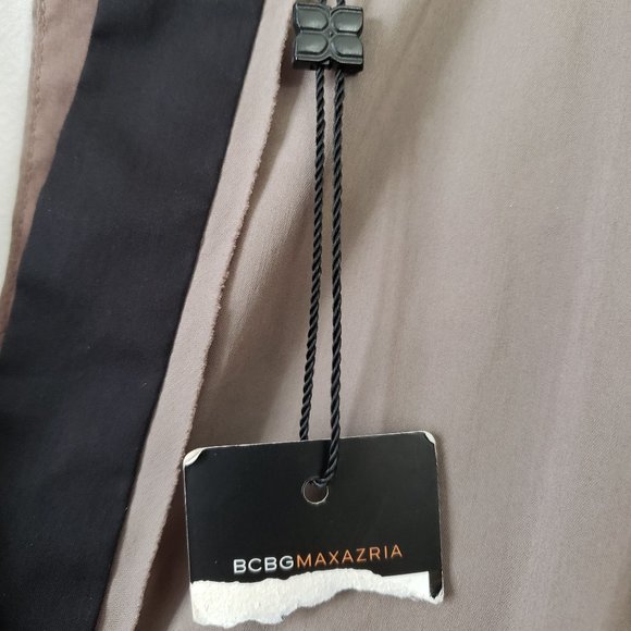 BCBGMAXAZRIA Aaron Grey Dusk Black Tiered Poplin Mini Sheath Dress 8 M L BNWT - Picture 16 of 16